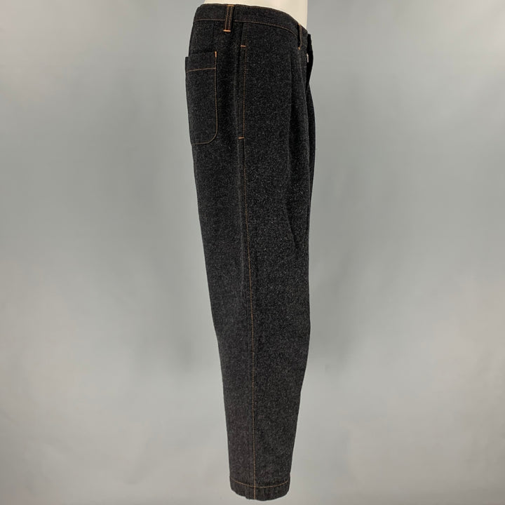 COMME des GARCONS Size M Grey Charcoal Cotton Wool Contrast Stitch Casual Pants