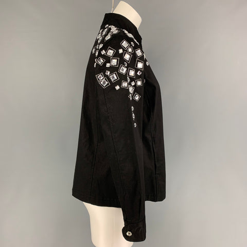 BOB MACKIE Taille S Veste d’embellissement en coton noir argenté