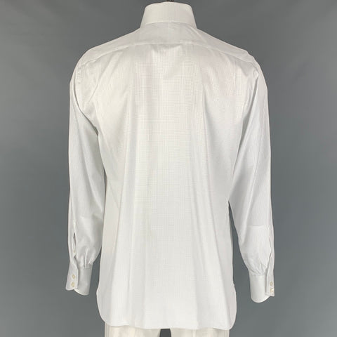 TOM FORD Size L White Window Pane Cotton Button Up Long Sleeve Shirt