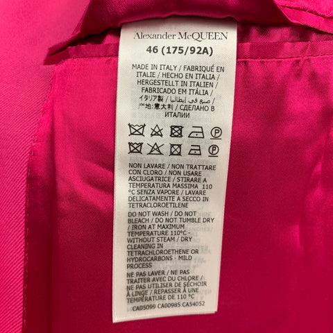 ALEXANDER MCQUEEN Size 36 Pink Wool Peak Lapel Asymmetric Suit