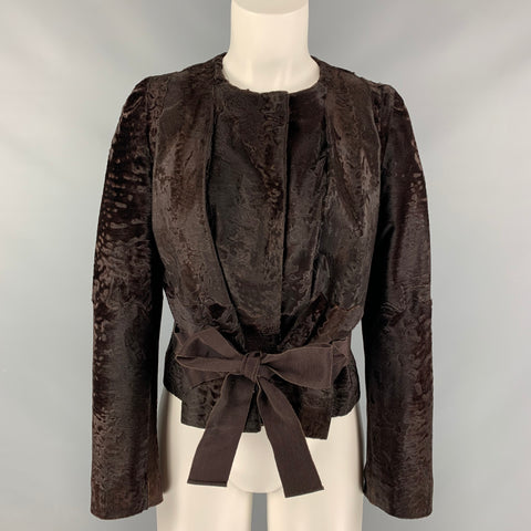 MARNI Size 4 Brown Belted Jacket