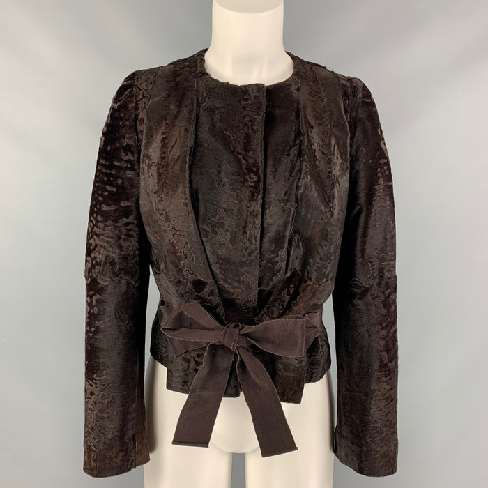 MARNI Size 4 Brown Belted Jacket