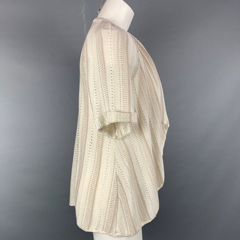 ELIE TAHARI Cárdigan de mezcla de algodón beige y plateado talla XS