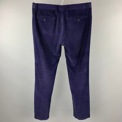 DOLCE & GABBANA Size 36 Navy Textured Corduroy Zip Fly Dress Pants