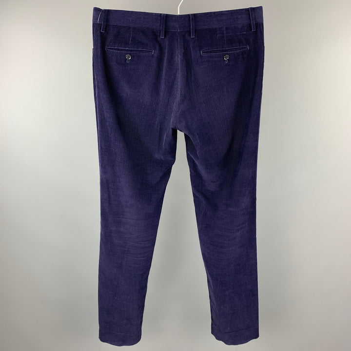 DOLCE &amp; GABBANA Taille 36 Pantalon habillé en velours côtelé texturé bleu marine avec braguette zippée