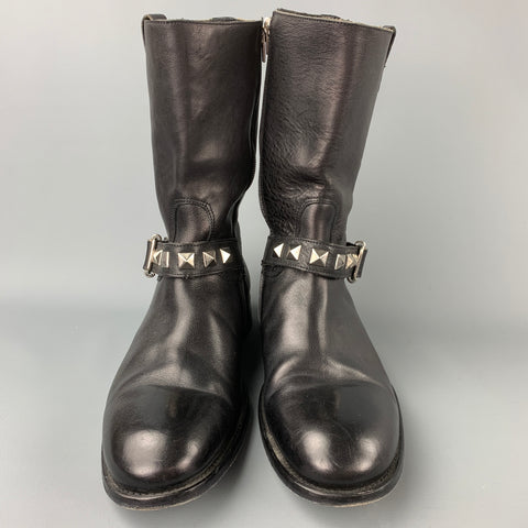TO BOOT NY Taille 10 Bottes à fermeture éclair latérale en cuir clouté noir