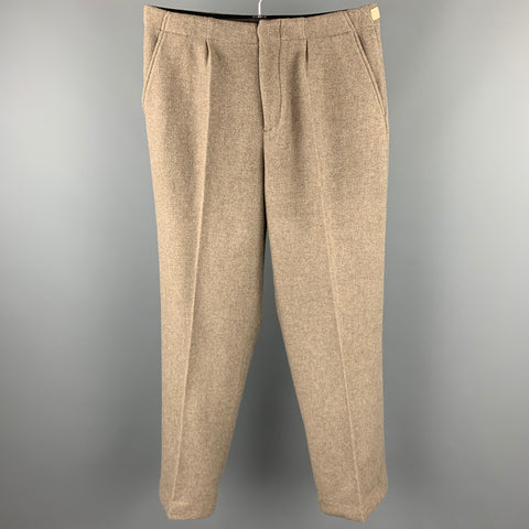 OUR LEGACY Size 32 Taupe Solid Wool / Polyester 32 Pleated Borrowed Chino Pants
