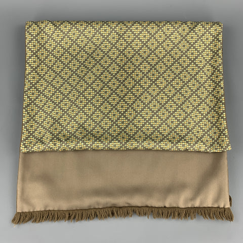 HERMES Print Taupe Angora Silk Scarf