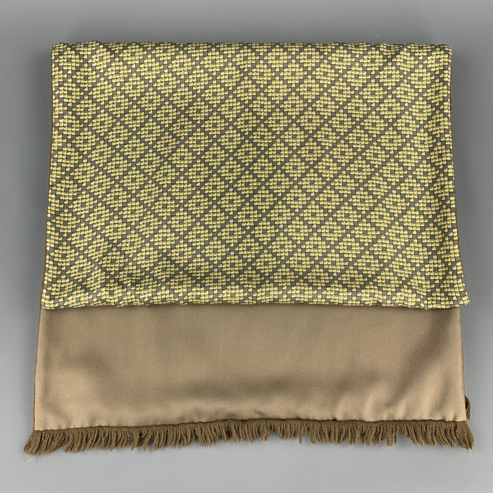 HERMES Print Taupe Angora Silk Scarf