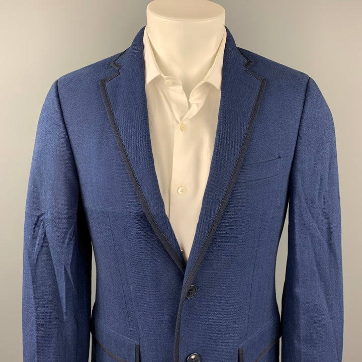 ETRO Taille 38 Manteau de sport en coton clouté bleu et noir