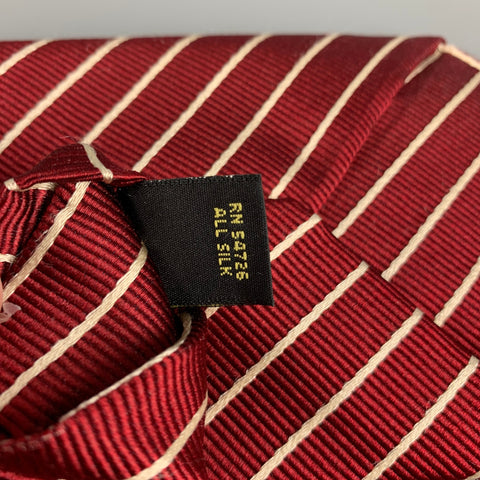 OXXFORD CLOTHES Cravate en soie à rayures diagonales rouge et blanc
