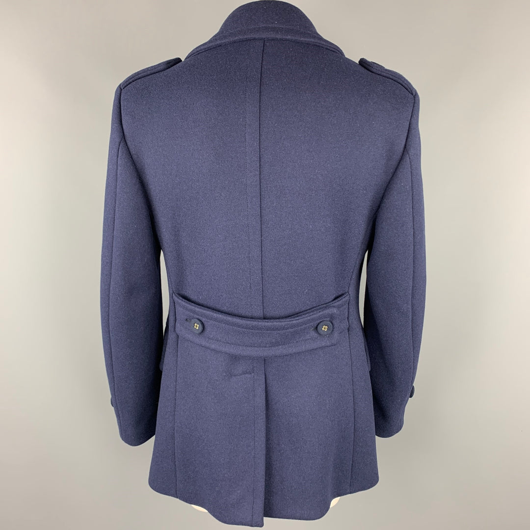 WOOSTER + LARDINI Size 42 Navy Wool / Nylon Double Breasted Peacoat