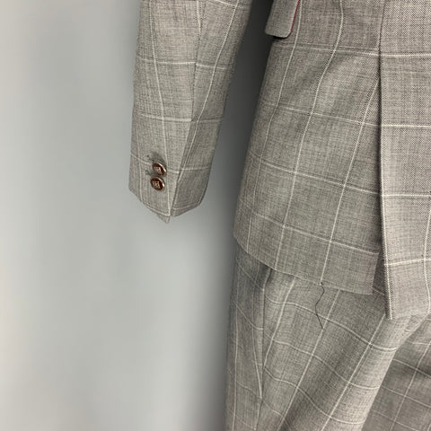 THE KOOPLES Size 34 Grey Window Pane Wool Peak Lapel Suit