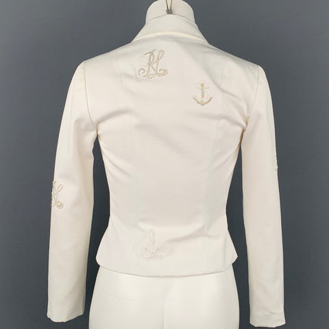 RALPH LAUREN Collection Size 4 White Cotton Jacket Blazer
