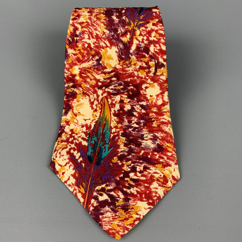 MONTANA Burgundy Feather Silk Tie