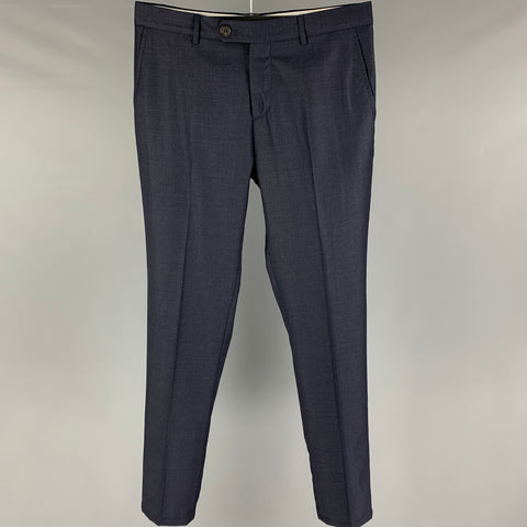 BRUNELLO CUCINELLI Size 34 Navy Lana Wool Flat Front Dress Pants