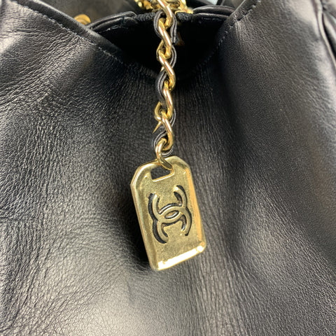Vintage CHANEL Supermodel Jumbo XL Bag Black Quilted Leather Shoulder Handbag