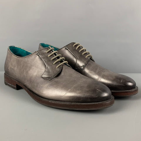 TED BAKER Size 12 Grey Ombre Leather Lace Up Shoes