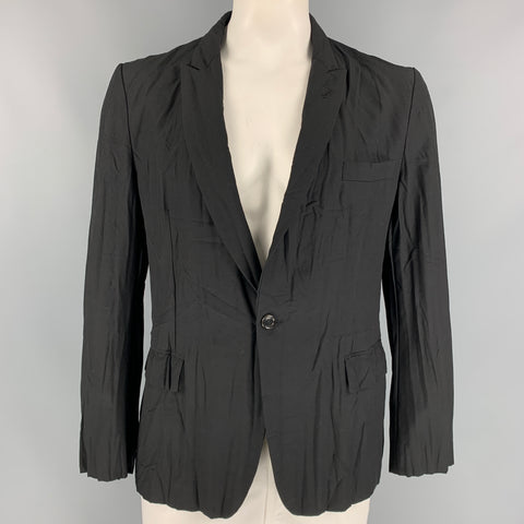 COMME des GARCONS HOMME PLUS Size L Black Wrinkled Wool / Mohair Jacket