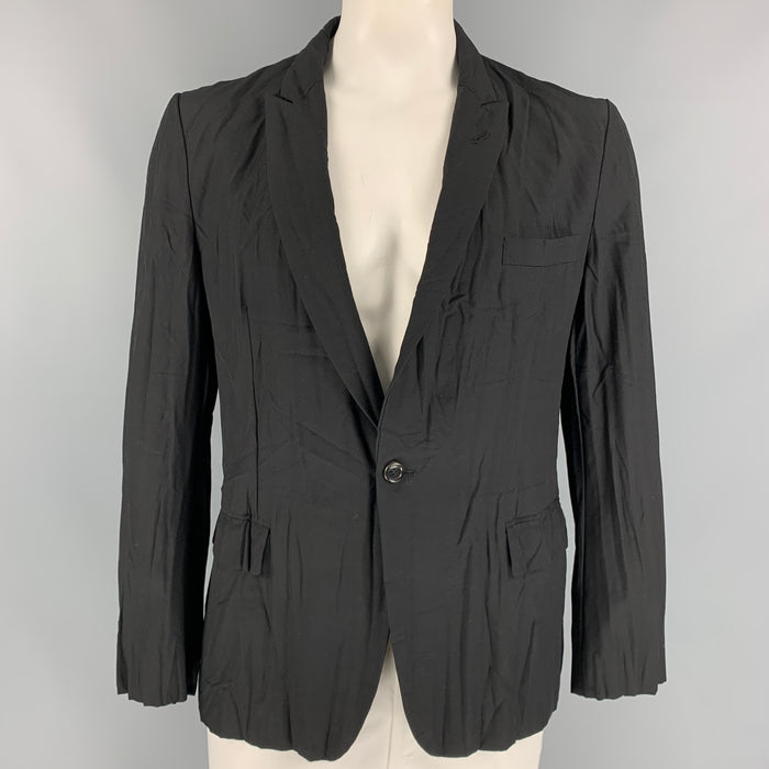 COMME des GARCONS HOMME PLUS Size L Black Wrinkled Wool / Mohair Jacket