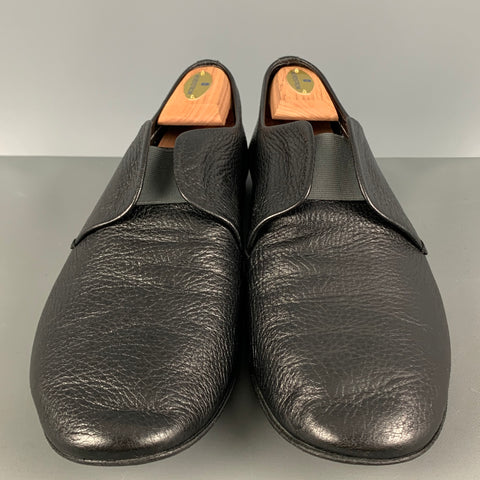 LANVIN Size 11 Black Solid Leather Slip On Loafers