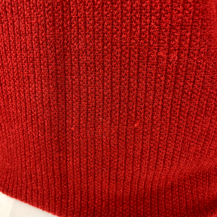 SALVATORE FERRAGAMO Size L Red Knit Alpaca  Silk Shawl Collar Pullover