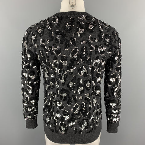 MICHAEL KORS COLLECTION Size S Charcoal & Black Cashmere Sweater