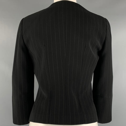 GIORGIO ARMANI Talla 2 Chaqueta negra a rayas con mangas 3/4 Blazer