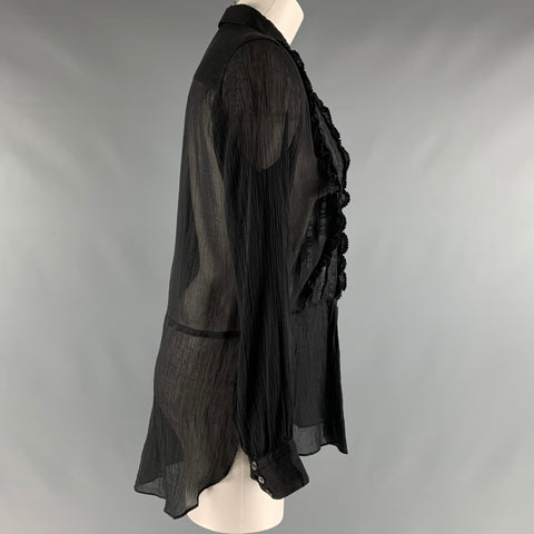 ETRO Taille S Chemise boutonnée en soie et coton noir