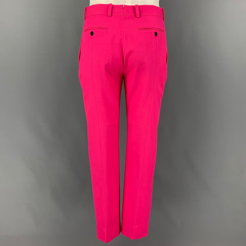 ALEXANDER MCQUEEN Size 36 Pink Wool Peak Lapel Asymmetric Suit