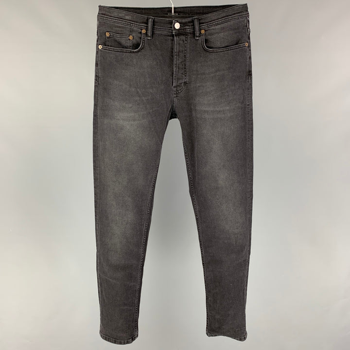ACNE STUDIOS Size 30 Grey Distressed Cotton Blend Jeans