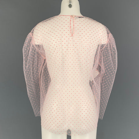 PHILOSOPHY Size 6 Pink Polyamide Dots See Through Crew-Neck Blouse