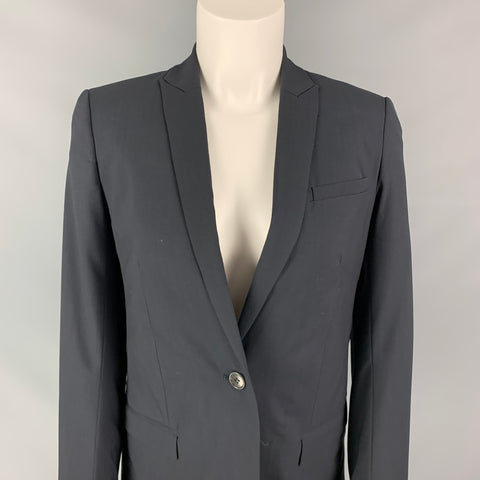 HELMUT LANG Size 2 Black Virgin Wool Peak Lapel Jacket