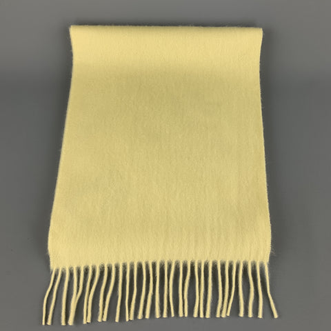 Écharpe à franges en cachemire jaune pastel VINTAGE