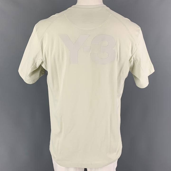 Y-3 Size L Natural Logo Cotton Crew-Neck T-shirt