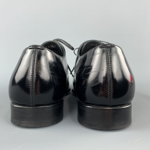 DIOR HOMME Size 8 Black Pointed Leather Lace Up Derby Dress Shoes