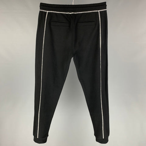KENZO Size L Black Contrast Stitch Cotton Sweatpants