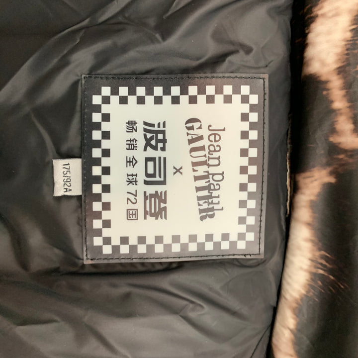 JEAN PAUL GAULTIER x BOSIDENG Brown & White Zebra Print Nylon Down Filled Jacket