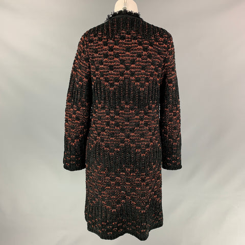 M MISSONI Size 6 Black & Red Acrylic Blend Metallic Coat
