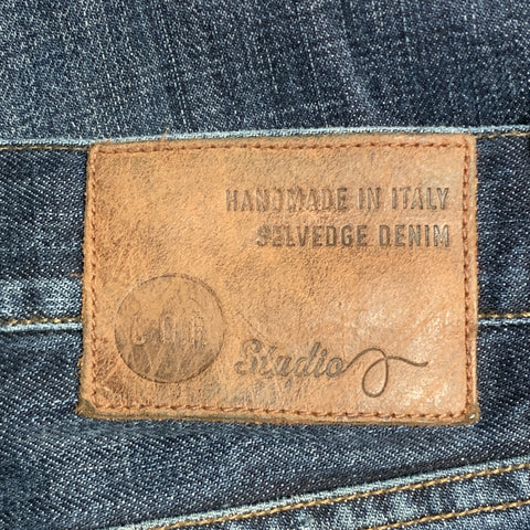 C.O.F. STUDIO Size 32 x 32 Indigo Washed Selvedge Denim Button Fly Jeans