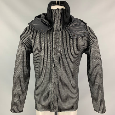 BURBERRY PRORSUM Size L Grey Silver Ribbed Zip Jacket