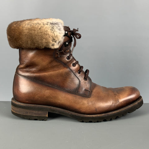 MAGNANNI Size 9.5 Brown Leather Lace Up Boots