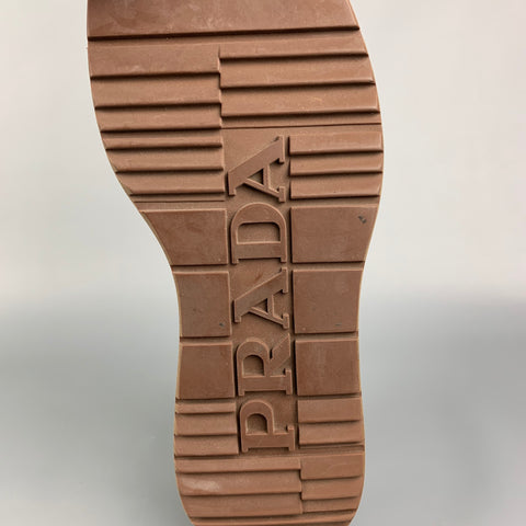 PRADA Size 8.5 Black & Brown Perforated Leather Platform Lace Up Shoes