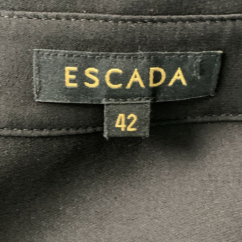 ESCADA Size M Black Lace Trim Silk Hidden Placket Shirt