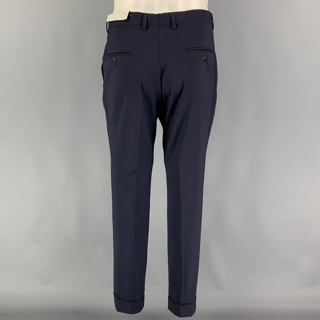 TODD SNYDER Size 40 Regular Navy Wool Lycra Notch Lapel Suit