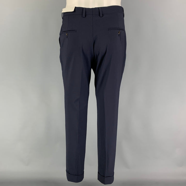 TODD SNYDER Size 40 Regular Navy Wool Lycra Notch Lapel Suit