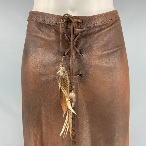 RALPH LAUREN Taille 10 Jupe longue à lacets marron