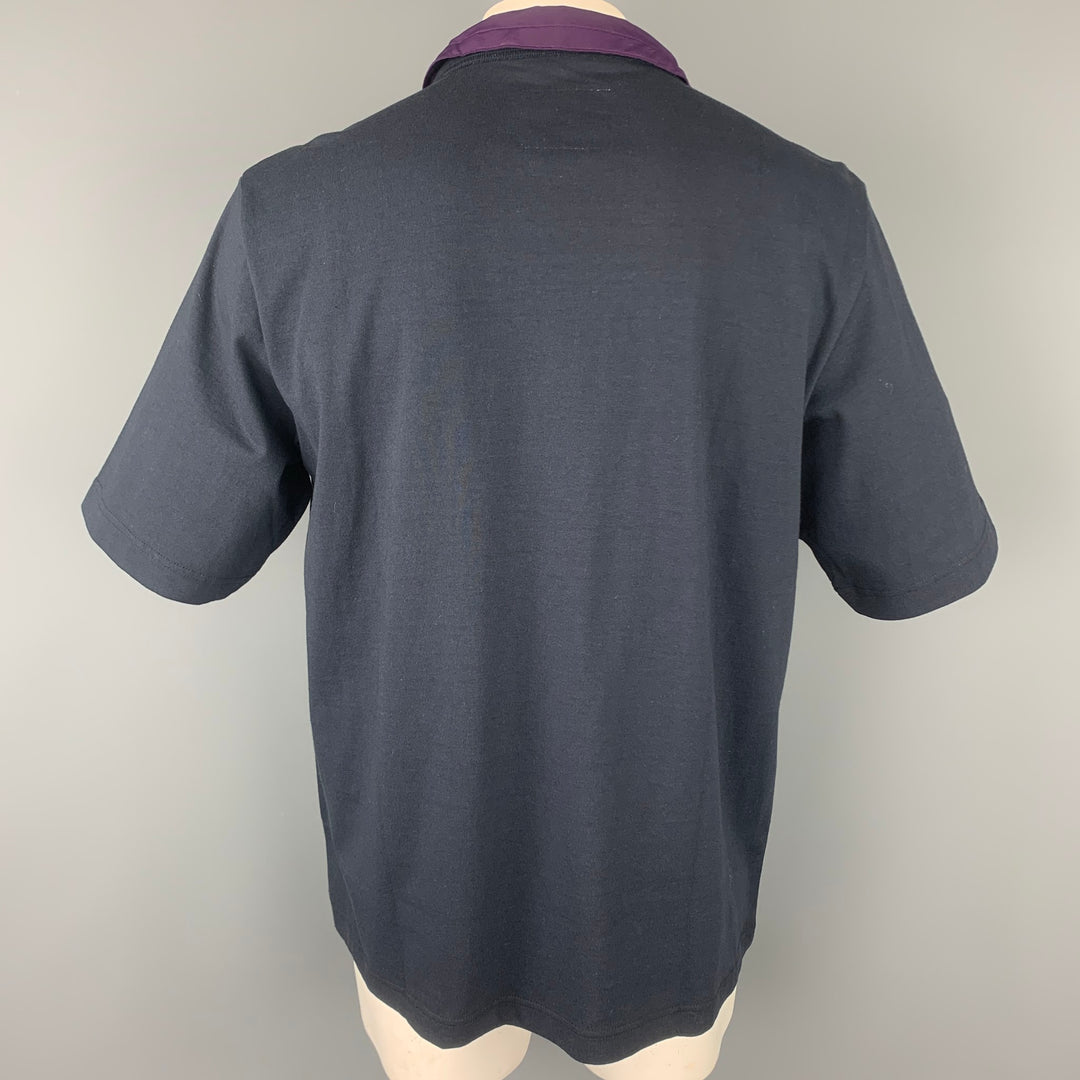 SACAI Talla XL Camiseta Manga Corta Algodón/Nylon Azul Marino &amp; Morado