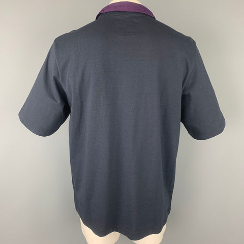 SACAI Size XL Navy & Purple Cotton / Nylon Short Sleeve T-shirt
