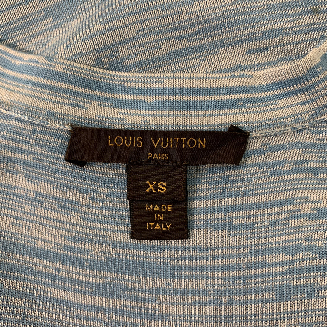 LOUIS VUITTON Size XS Light Blue & White Heather Silk T-Shirt
